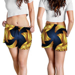 Golden Pisces Zodiac Sign Print Women's Shorts