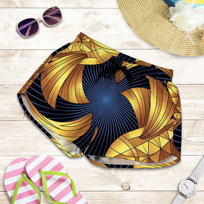 Golden Pisces Zodiac Sign Print Women's Shorts