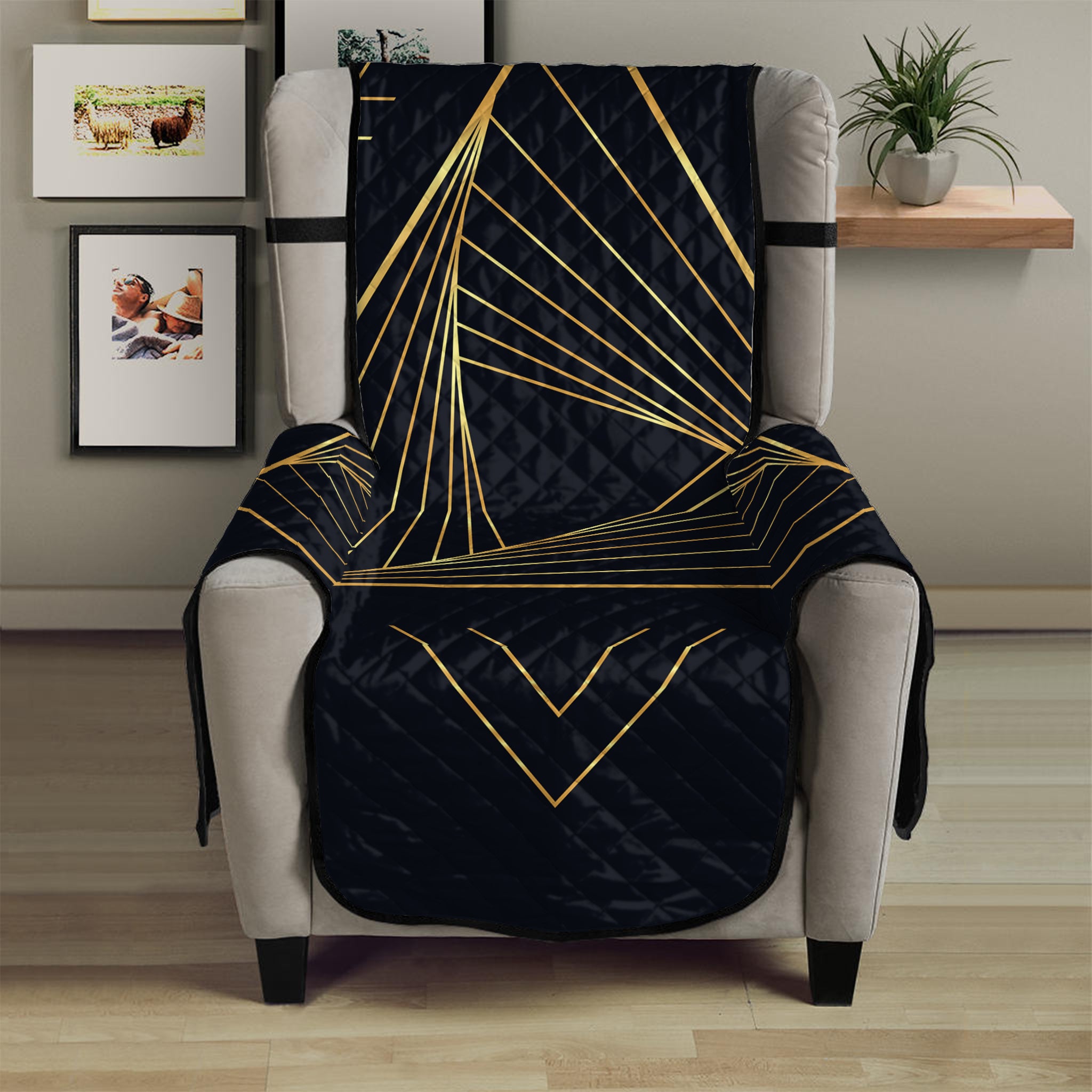 Golden Pyramid Print Armchair Protector