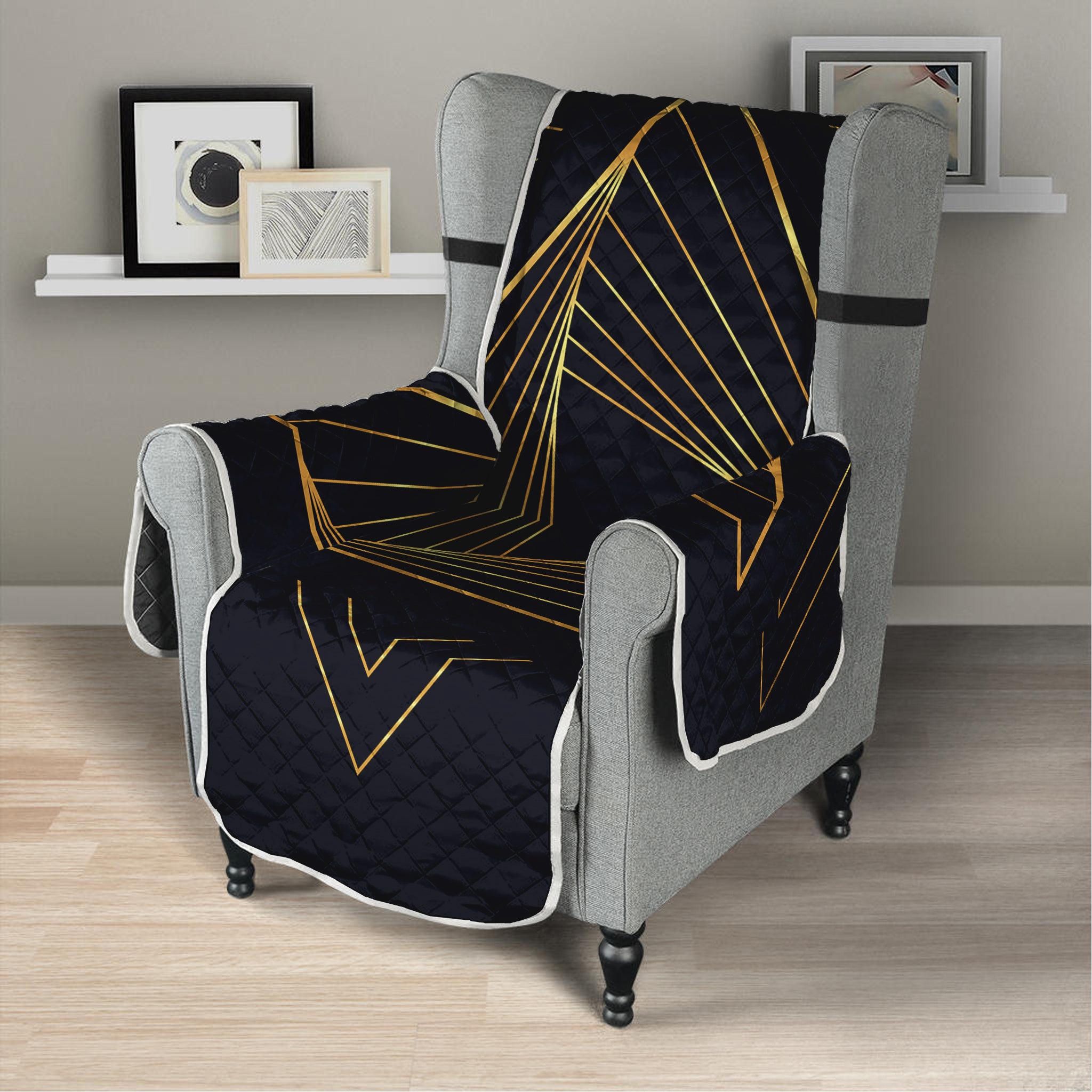 Golden Pyramid Print Armchair Protector