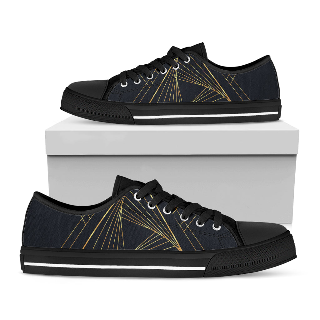 Golden Pyramid Print Black Low Top Shoes 