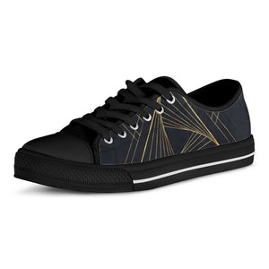 Golden Pyramid Print Black Low Top Shoes 