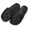 Golden Pyramid Print Black Slide Sandals