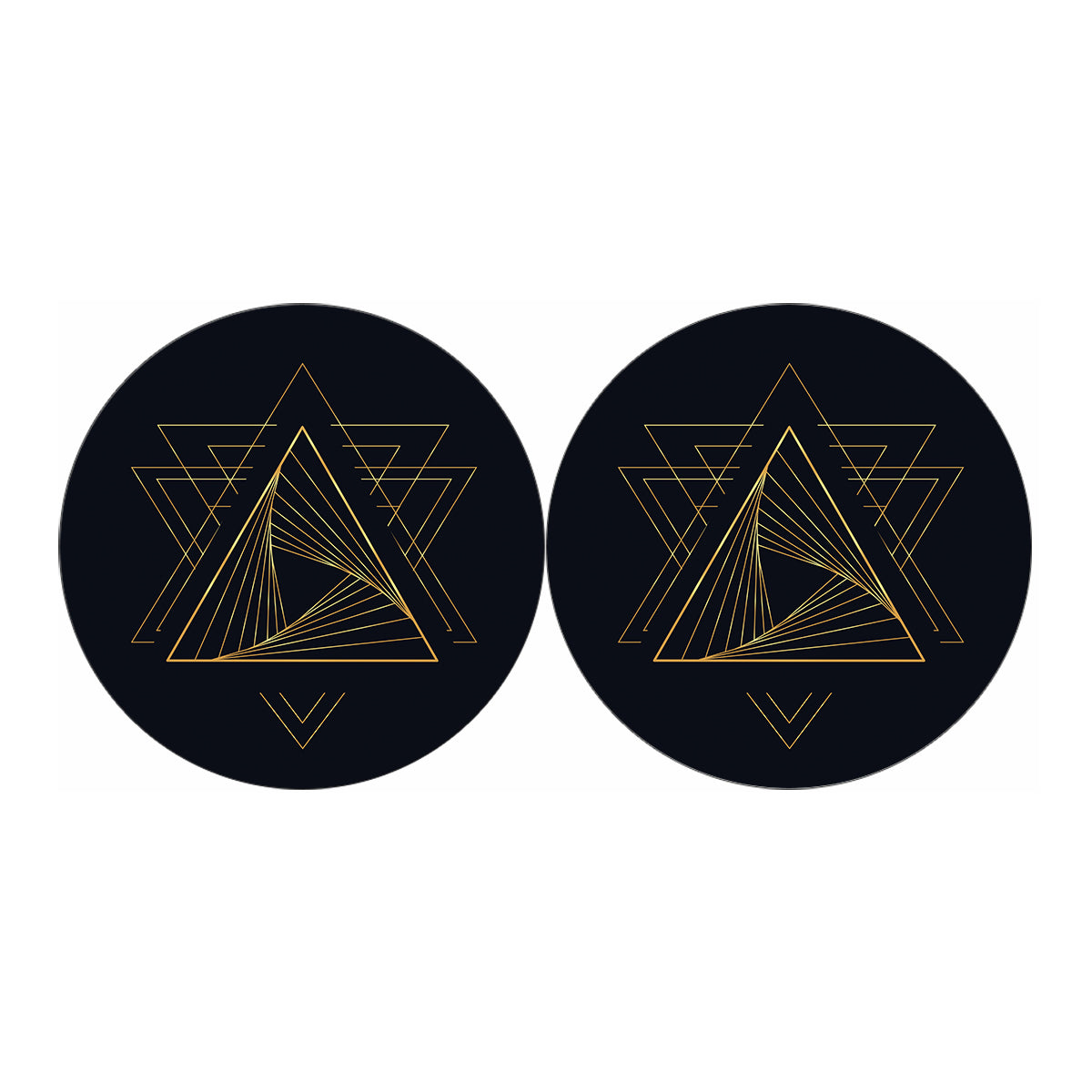 Golden Pyramid Print Car Coasters