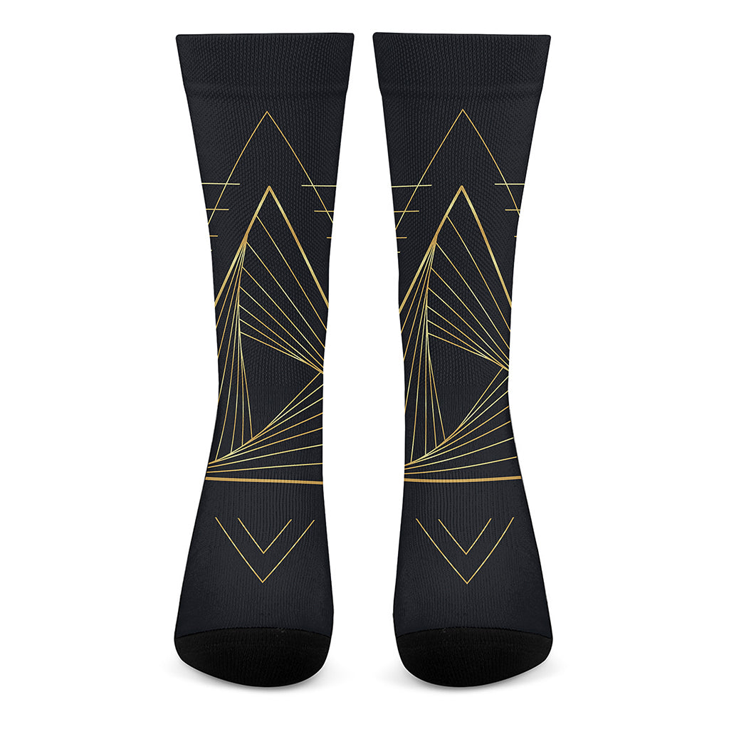 Golden Pyramid Print Crew Socks