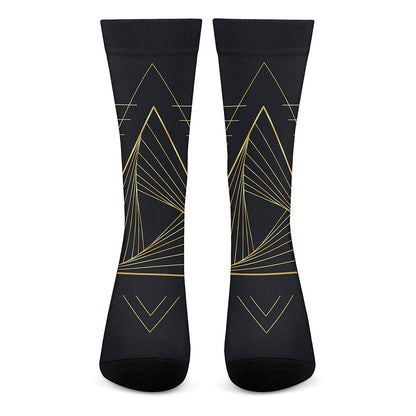 Golden Pyramid Print Crew Socks