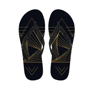 Golden Pyramid Print Flip Flops