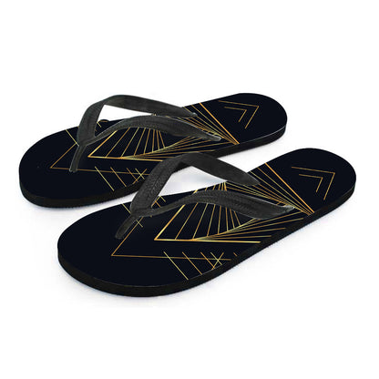 Golden Pyramid Print Flip Flops