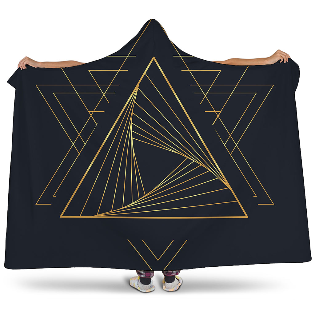 Golden Pyramid Print Hooded Blanket