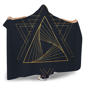 Golden Pyramid Print Hooded Blanket