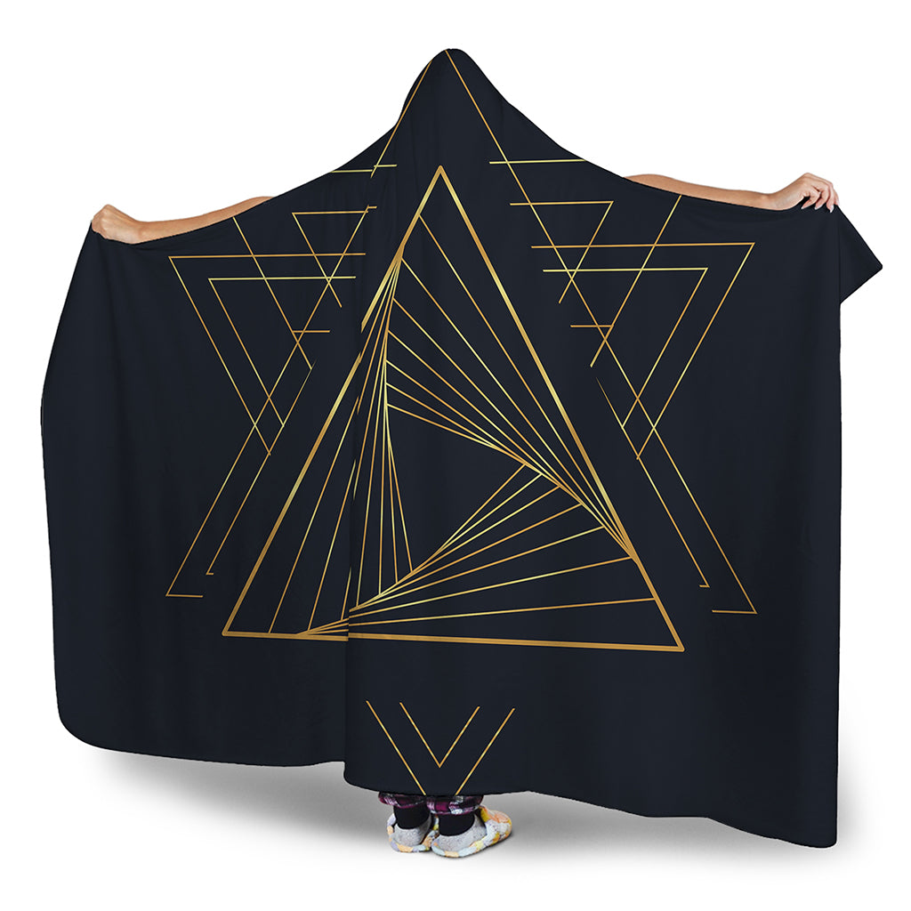 Golden Pyramid Print Hooded Blanket