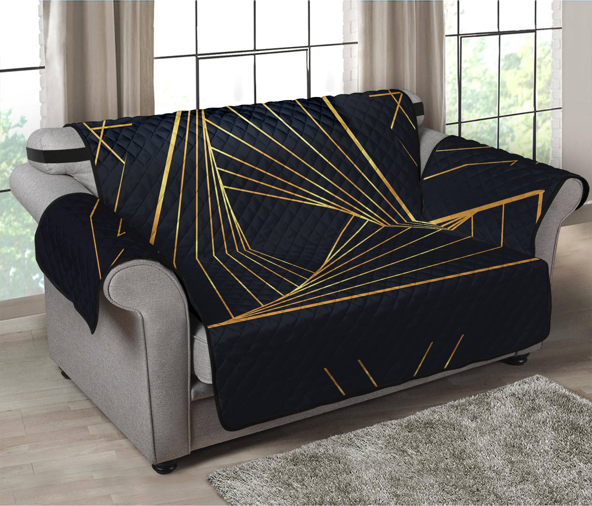 Golden Pyramid Print Loveseat Protector