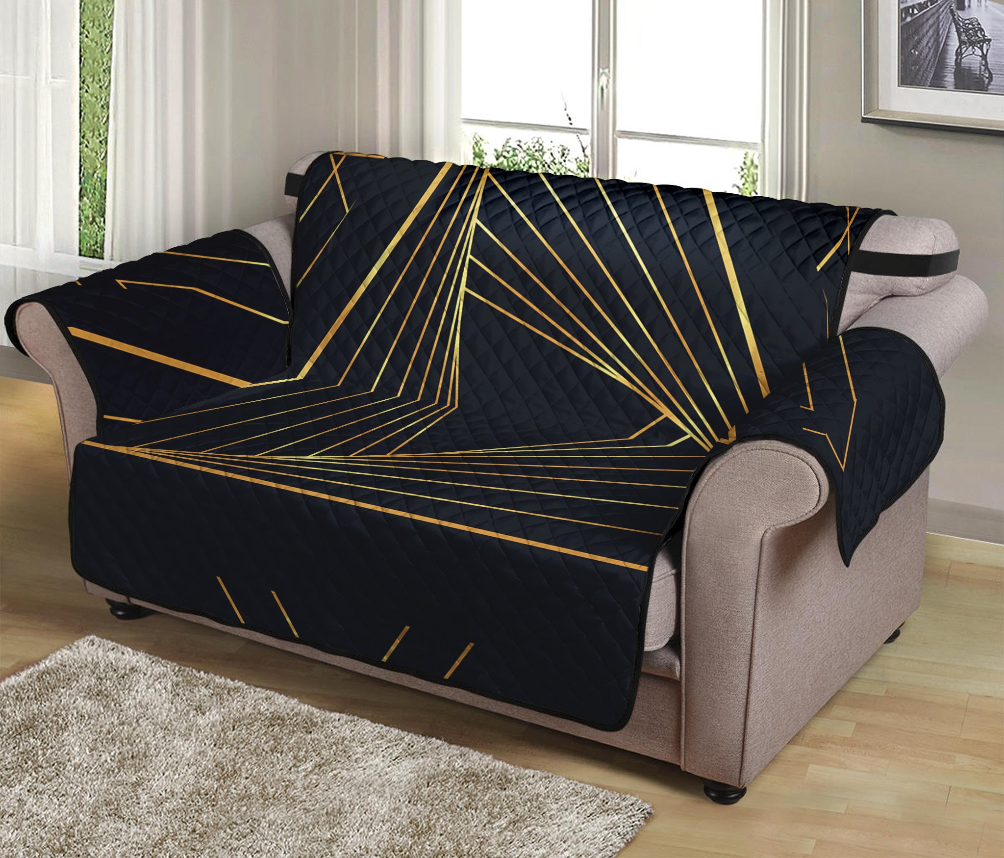 Golden Pyramid Print Loveseat Protector