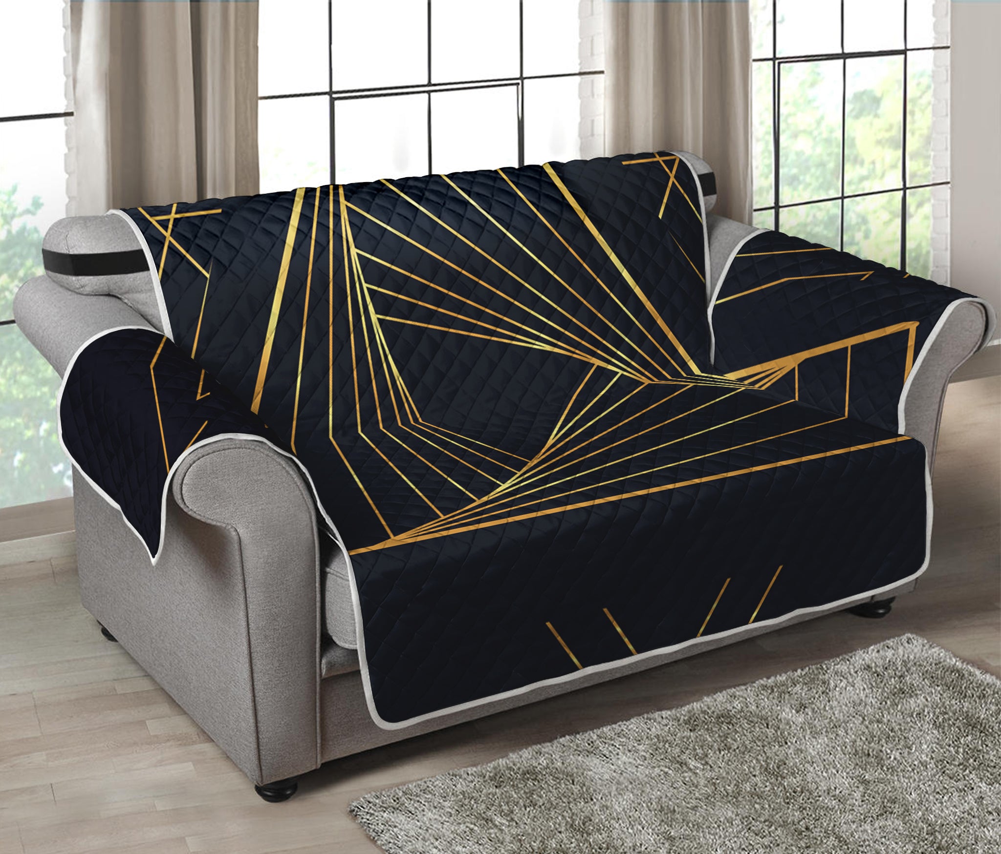 Golden Pyramid Print Loveseat Protector