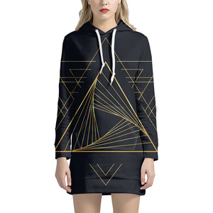 Golden Pyramid Print Pullover Hoodie Dress