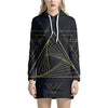 Golden Pyramid Print Pullover Hoodie Dress