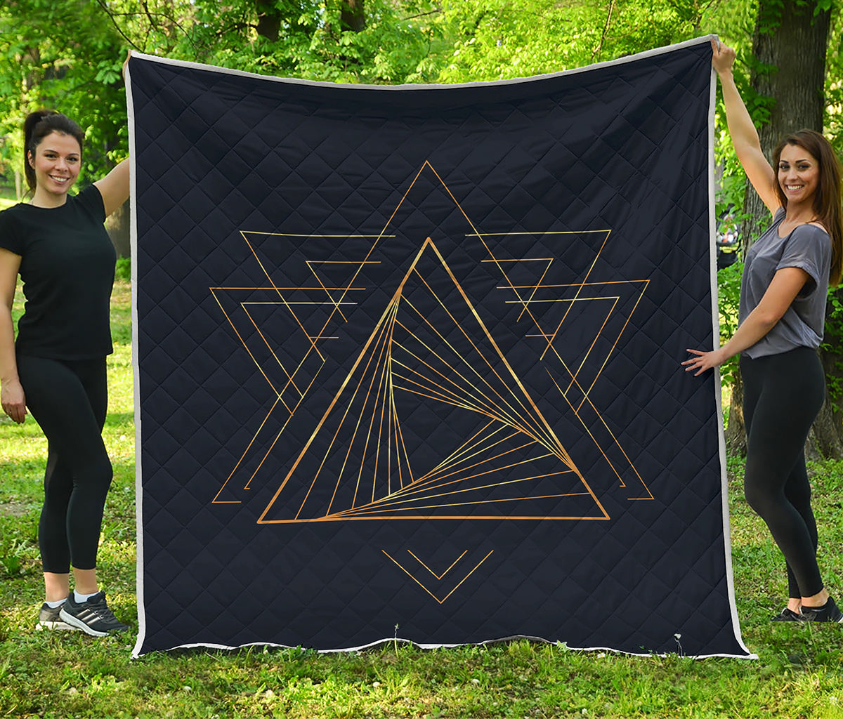 Golden Pyramid Print Quilt