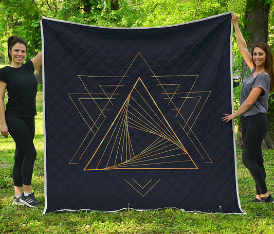 Golden Pyramid Print Quilt