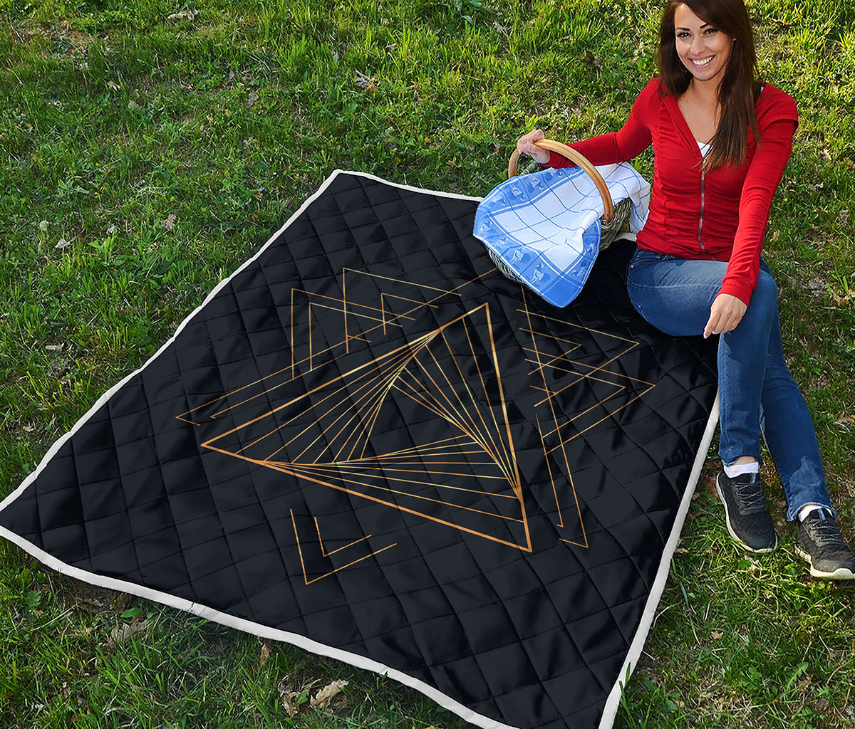 Golden Pyramid Print Quilt
