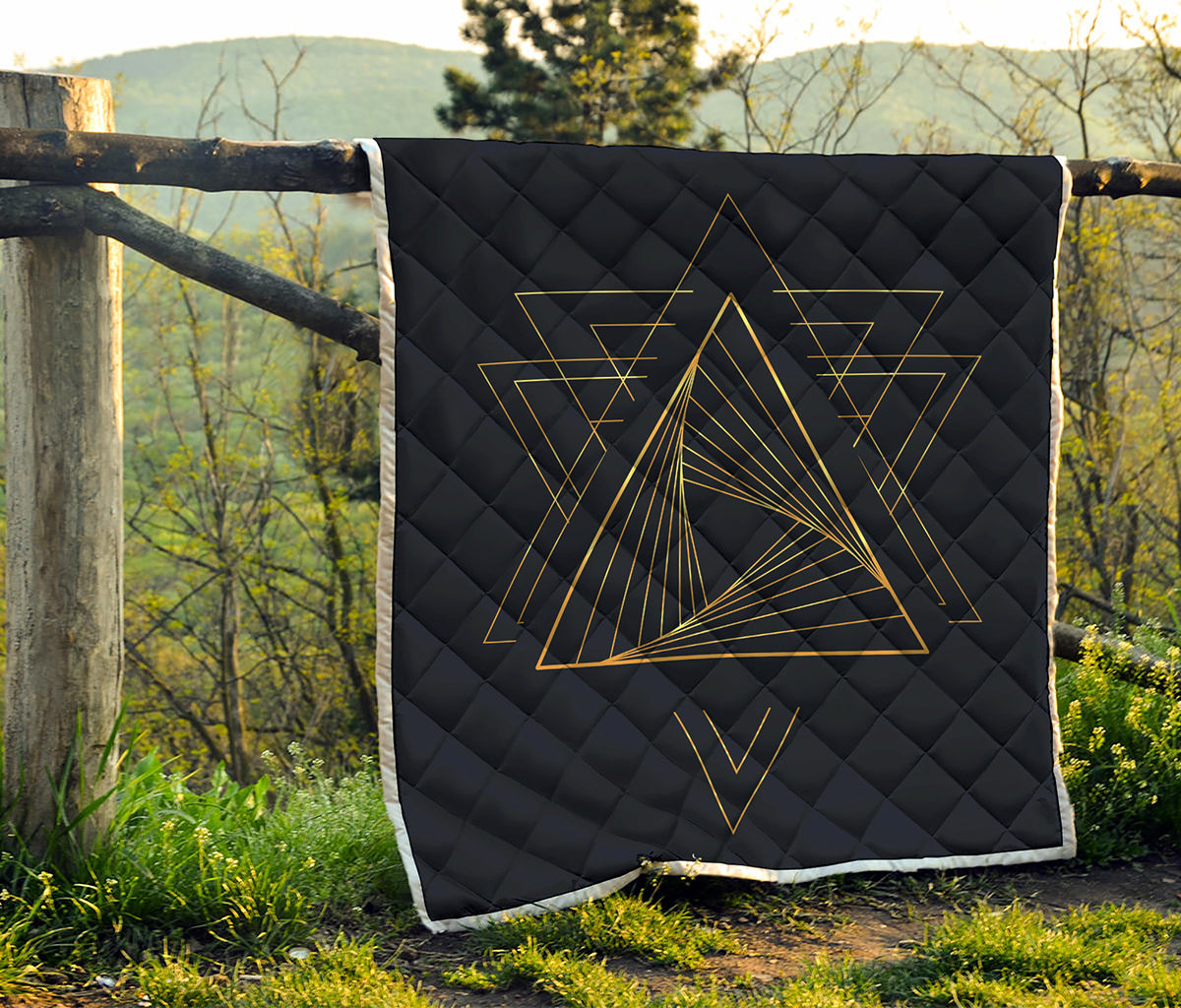 Golden Pyramid Print Quilt