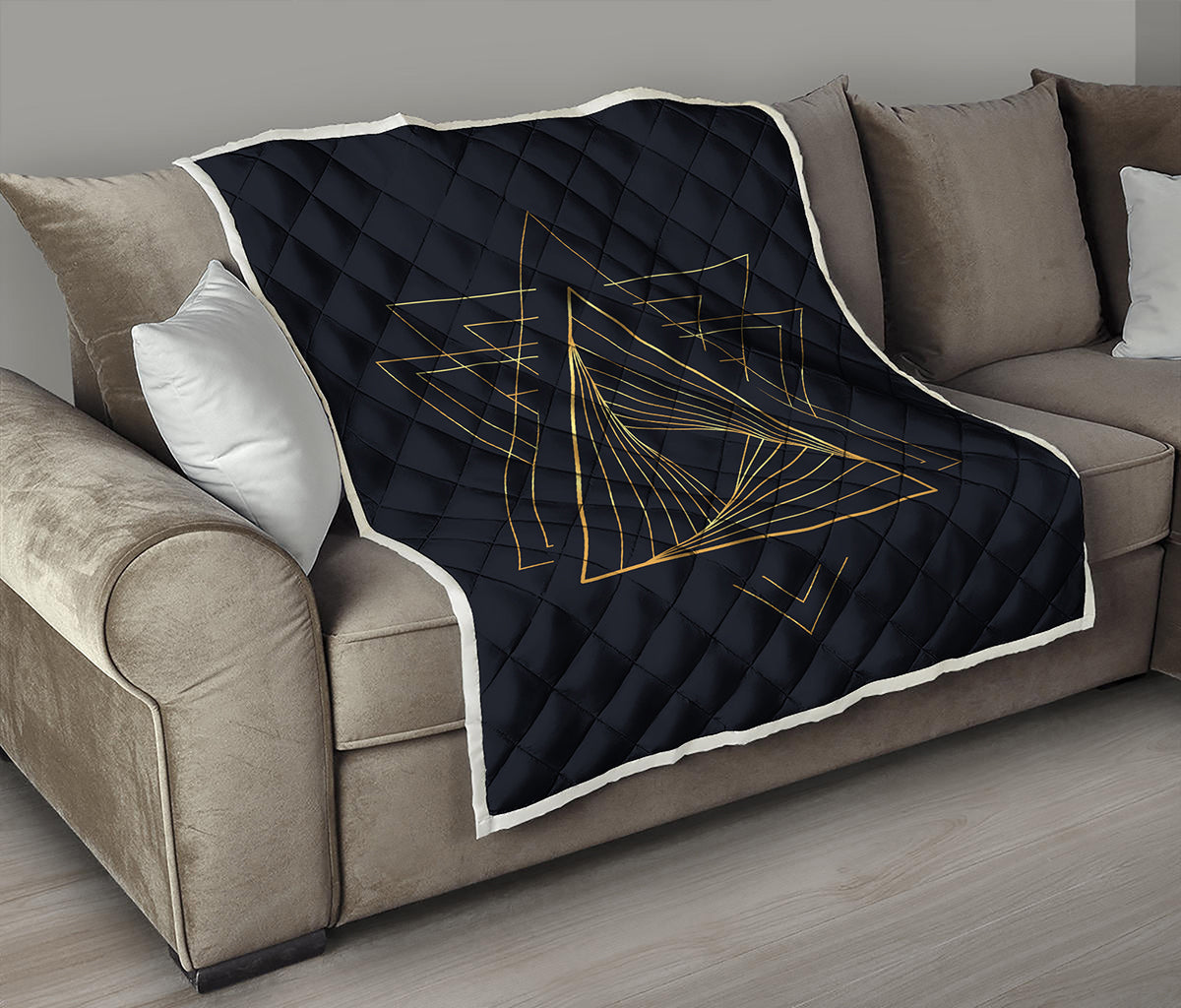 Golden Pyramid Print Quilt