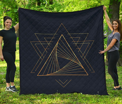 Golden Pyramid Print Quilt