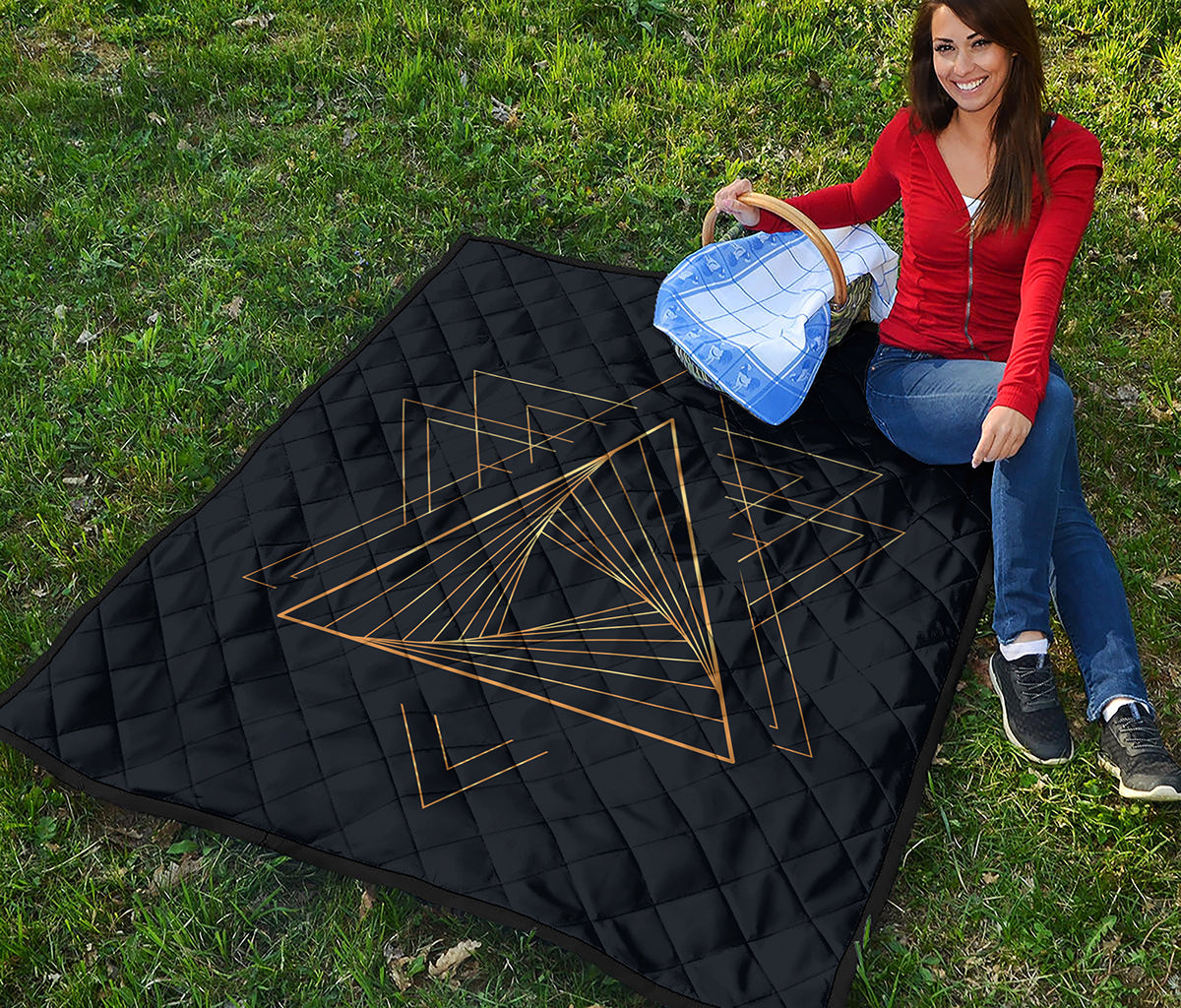 Golden Pyramid Print Quilt