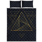 Golden Pyramid Print Quilt Bed Set