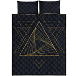 Golden Pyramid Print Quilt Bed Set