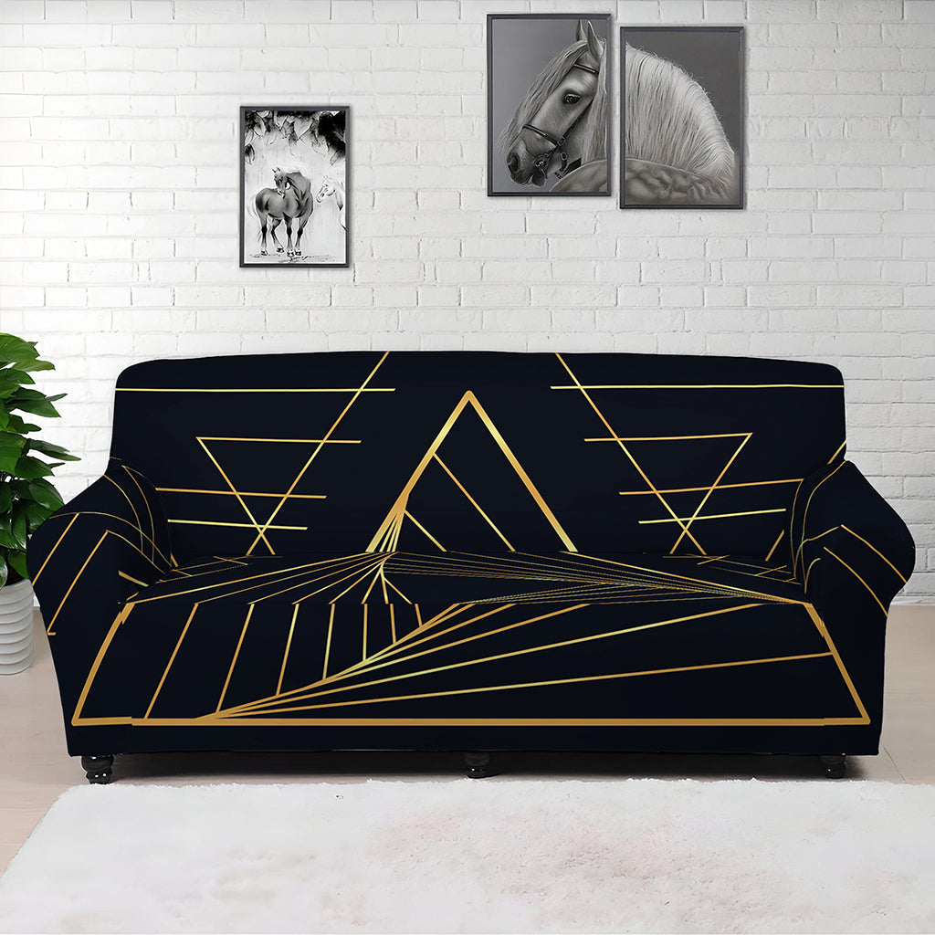 Golden Pyramid Print Sofa Cover