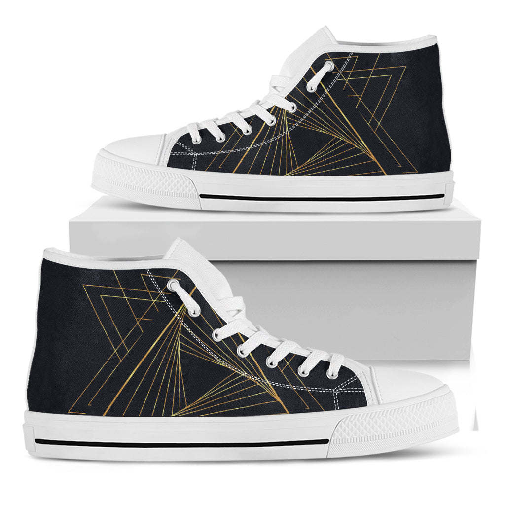 Golden Pyramid Print White High Top Shoes