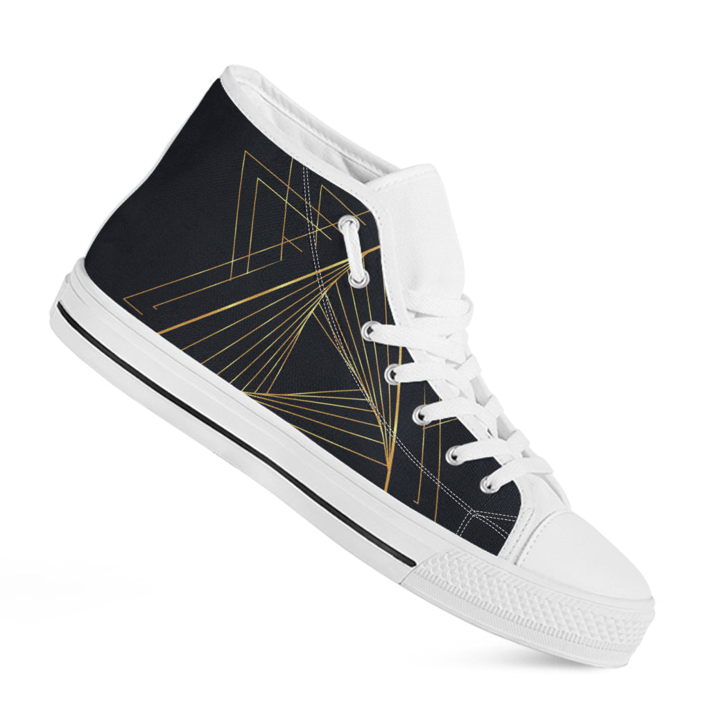 Golden Pyramid Print White High Top Shoes