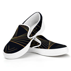 Golden Pyramid Print White Slip On Shoes