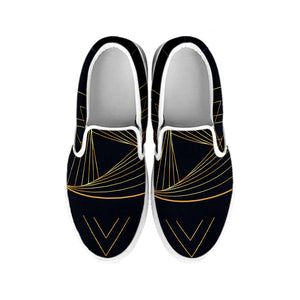 Golden Pyramid Print White Slip On Shoes