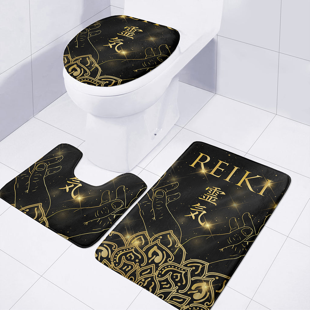 Golden Reiki Print 3 Piece Bath Mat Set