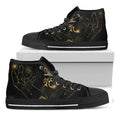 Golden Reiki Print Black High Top Sneakers