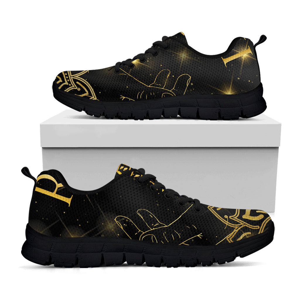 Golden Reiki Print Black Sneakers