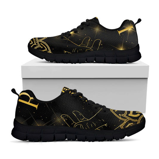 Golden Reiki Print Black Sneakers