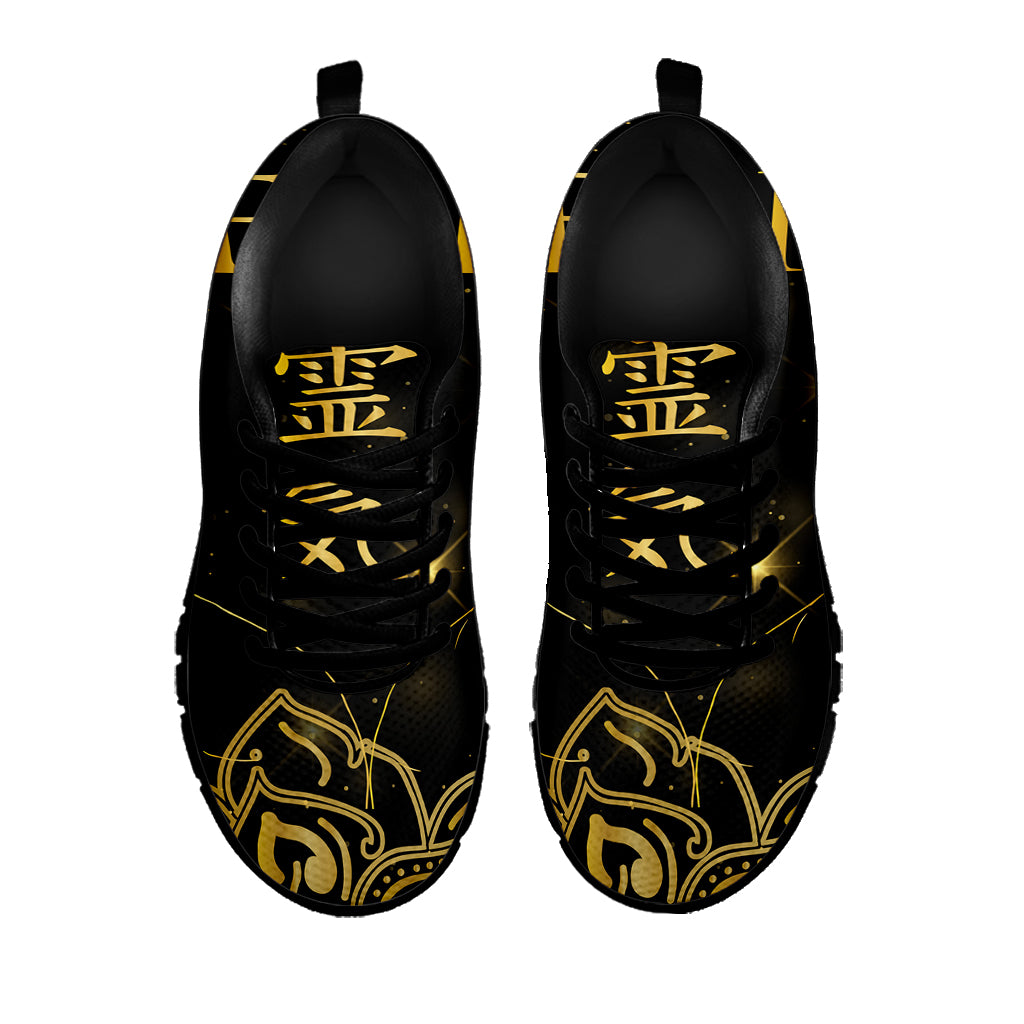 Golden Reiki Print Black Sneakers