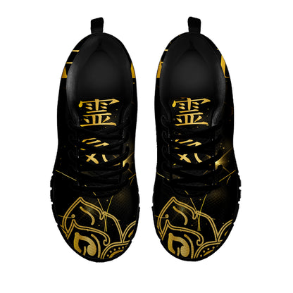Golden Reiki Print Black Sneakers