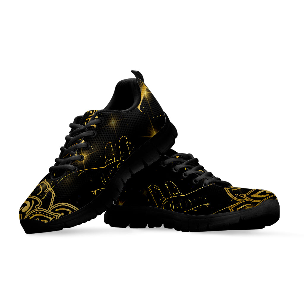 Golden Reiki Print Black Sneakers