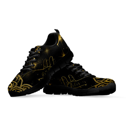 Golden Reiki Print Black Sneakers