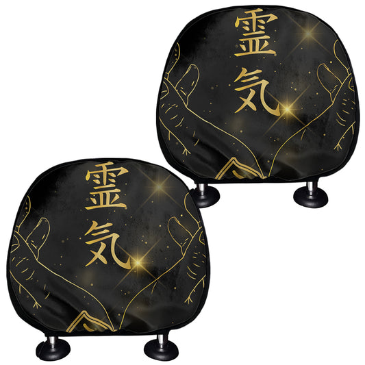 Golden Reiki Print Car Headrest Covers