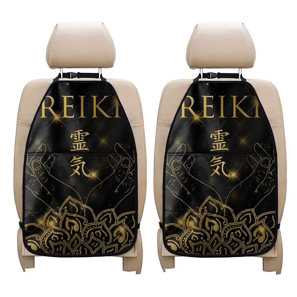 Golden Reiki Print Car Seat Organizers