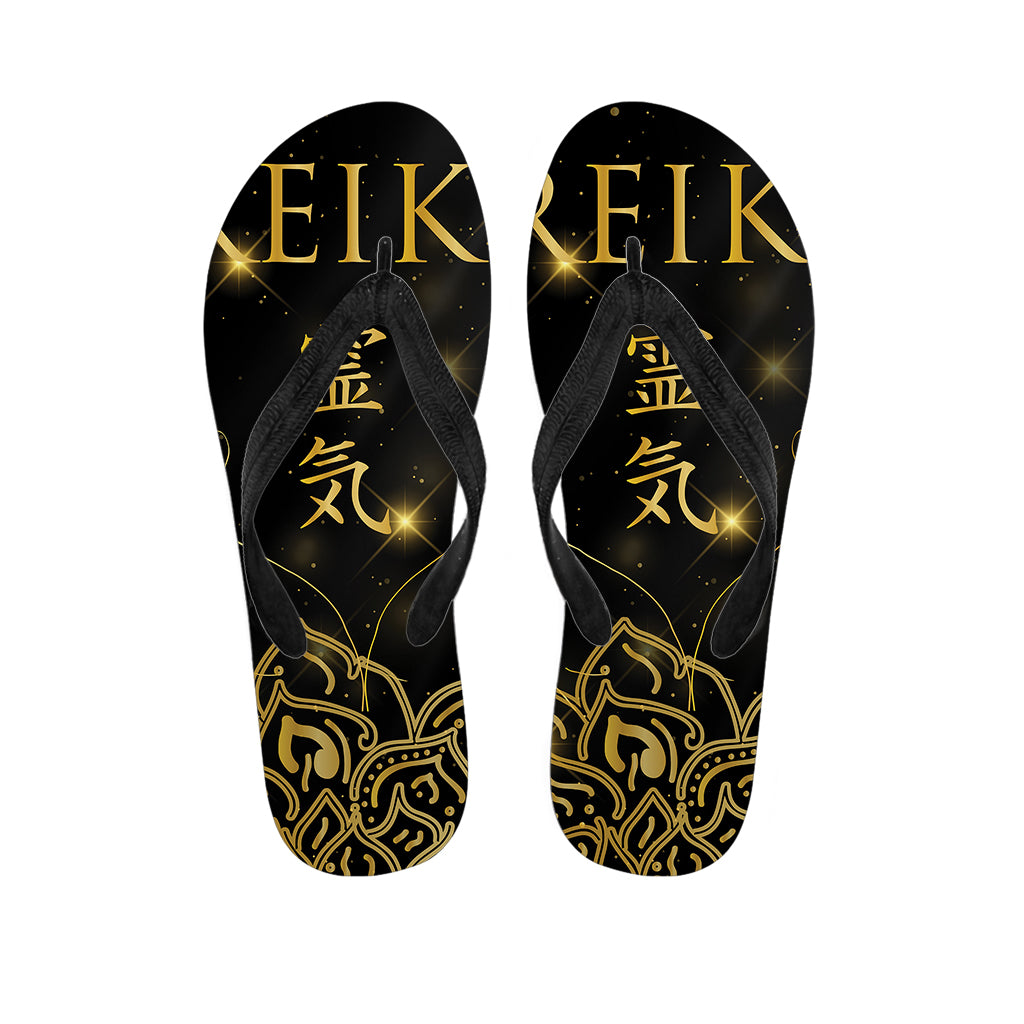 Golden Reiki Print Flip Flops