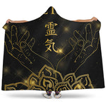 Golden Reiki Print Hooded Blanket