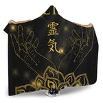 Golden Reiki Print Hooded Blanket