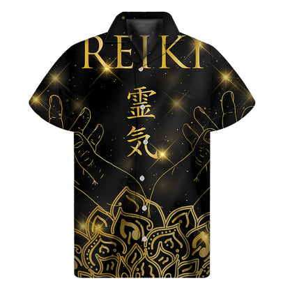 Golden Reiki Print Men's Short Sleeve Shirt