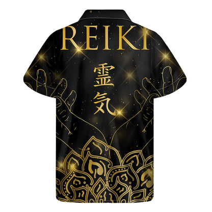 Golden Reiki Print Men's Short Sleeve Shirt