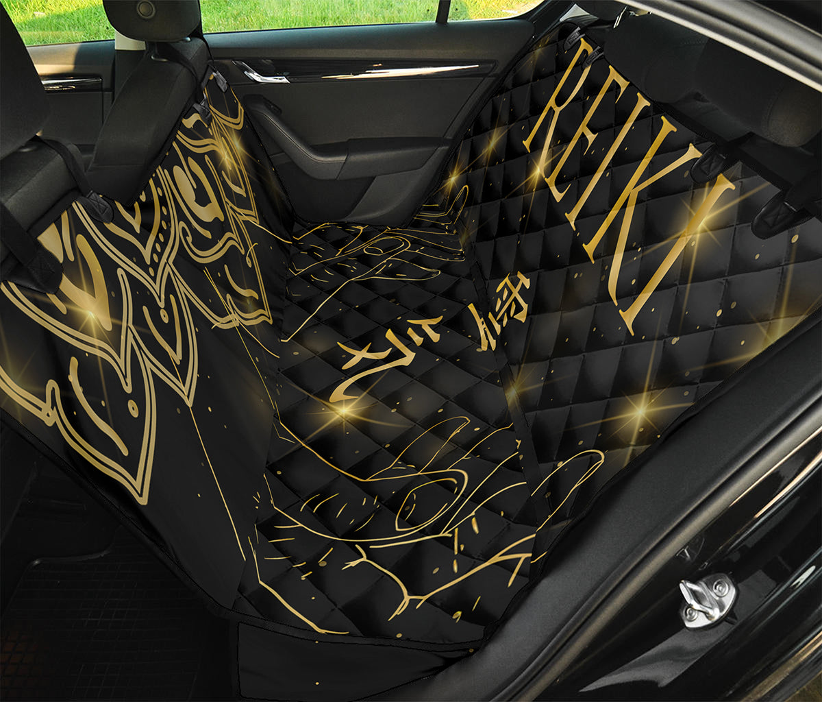 Golden Reiki Print Pet Car Back Seat Cover